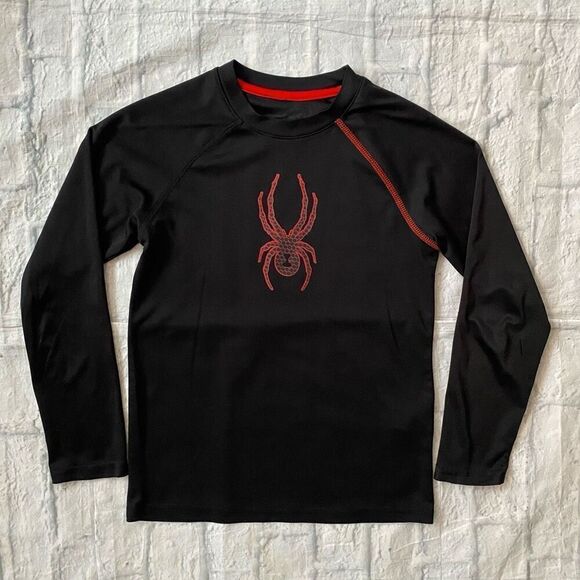 Spyder youth boys M Crewneck Longsleeve activewear shirt black & red - Picture 1 of 4